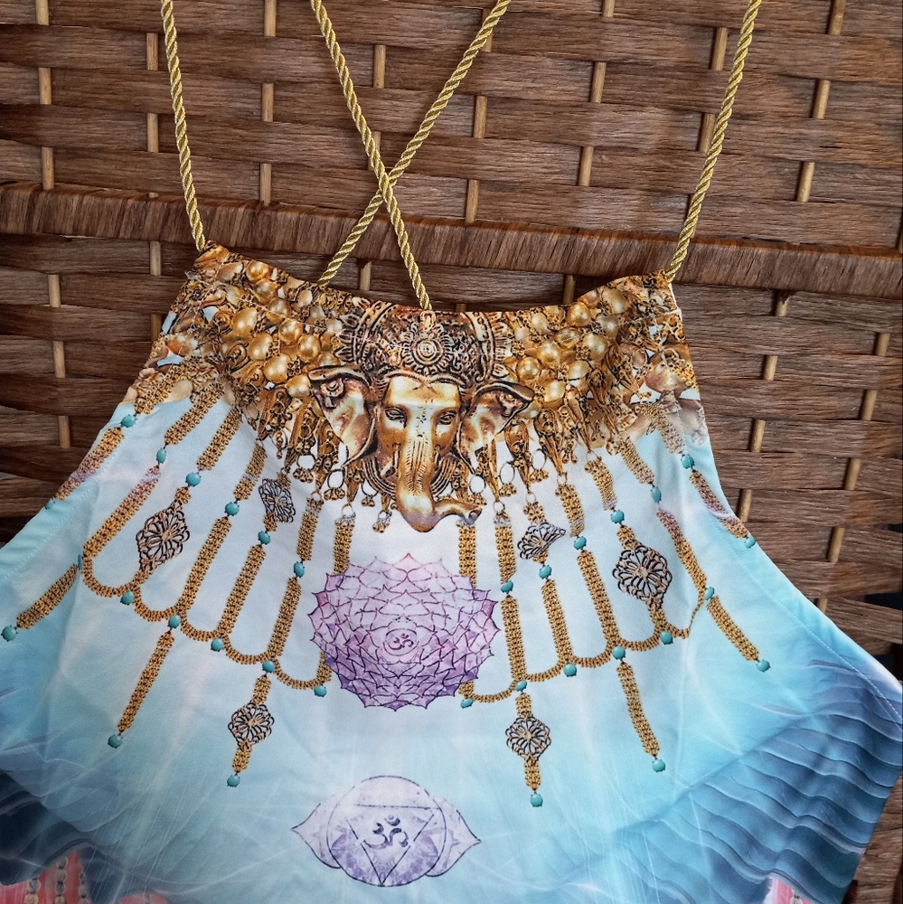 Dolls Kill x 24HRS Mind of the Mantra Sahasrara Halter Crop Top - Picture 10 of 12